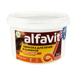 Обмазка для печей и каминов Alfavit серия Альфа, белая, 3 кг