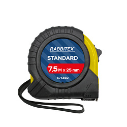 Рулетка измерительная 7,5м х 25мм, обрезиненный корпус, с фиксатором, RABBITEX Standard, 671350