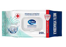 Влажные салфетки Aura Family для всей семьи big-pack с крышкой 200 шт