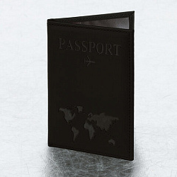 Обложка для паспорта "Passport map", экокожа soft-touch, черная, STAFF, 238760