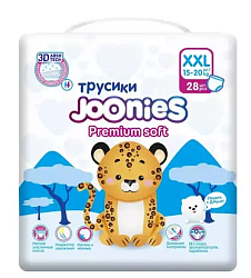 Трусики-подгузники Joonies Premium Soft 15-20 кг ( размер XXL) 28 шт