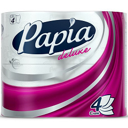 HAYAT "Papia Deluxe" Туалетная бумага белая четырёхслойная, 4 шт