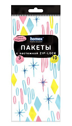 HOMEX Пакеты зип-лок для заморозки и хранения 3л*10шт. Очень Практичные
