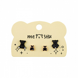 Серьги MESHU "Bears", бижутерия, 2 пары, европодвес
