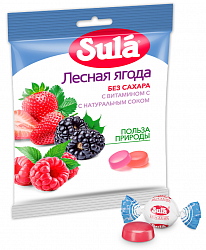 Карамель леденцовая Sula Лесные ягоды без сахара с витамином С, 60 гр, 86639