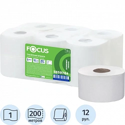Бумага туалетная д/дисп Focus Eco Jumbo 1сл бел цел 200м 12рул/уп 5050784