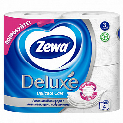ZEWA 4 рулона Туалетная бумага Delux 3-х слойная 4х19 м белая