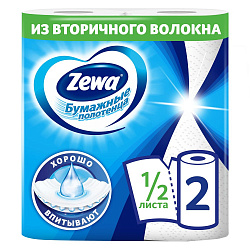 ZEWA 2 рулона Полотенца бумажные 2-х слойные белые
