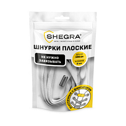 Шнурки плоские эластичные БЕЛЫЕ длина 100 см, ширина 8мм, 2 капсулы, цвет белый, SHEGRA, 701707