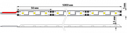 LED лента 220 В, 10х7 мм, IP67, SMD 2835, 60 LED/m, цвет свечения синий, бухта 100 м