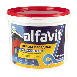 Краска водно-дисперсионная фасадная Alfavit серия Альфа, белая, 6,5 кг
