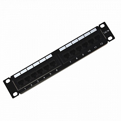 Rexant Патч-панель 10", 1U, 12 портов RJ-45, категория 5e, UTP неэкранированная,черная