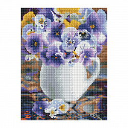 Алмазная мозаика ТРИ СОВЫ "Анютины глазки", 30*40см, холст на деревянном подрамнике, картонная коробка с пластиковой ручкой арт.344347