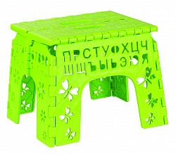 Табурет складной детский Plast Land Алфавит, 26 x 23 x 20 см, салатовый
