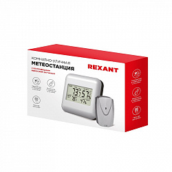 Термометр электронный REXANT S3341BF с часами и беспроводным выносным датчиком