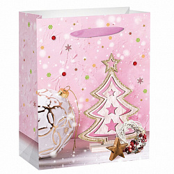 ЗОЛОТАЯ СКАЗКА 1шт Пакет подарочный новогодний 17,8x9,8x22,9см Lilac Story фольга розовый