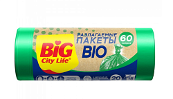 BIG City Пакеты для мусора BIO HD 60*80 см 60л 20 шт зелёные