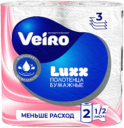 ВЕЙРО Полотенца бумажные ролевое Luxoria, 3-слойные Белые, 2 рулона