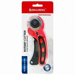 Нож раскройный роликовый 45 мм BRAUBERG PROFESSIONAL, круглое лезвие, резиновые вставки, 238087