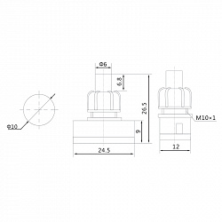 Выключатель-кнопка 250V 1А (2с) ON-OFF белый (для настольной лампы) REXANT