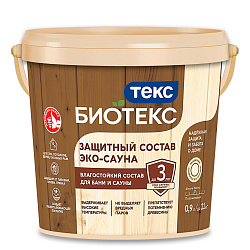 Защитный состав Bioteks Эко-сауна, полуматовый, бесцветный, 0,9 л