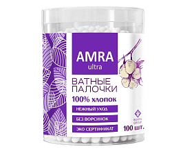 AMRA Ватные палочки (цилиндр) 100 шт.