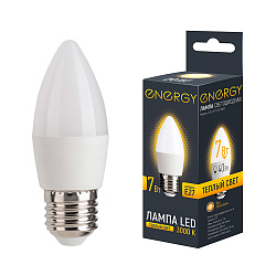 ЛАМПА СВЕТОДИОДНАЯ "ENERGY" СВЕЧА С37 7W 3000 К E27, ТЕПЛ. СВЕТ (10/100)