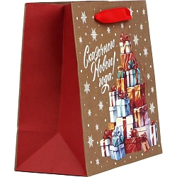 Пакет крафтовый квадратный Сказочные подарки, 22 x 22 x 11см 10335283 НГ
