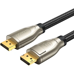Кабель UGREEN DP112 (60844)1.4DP M/M Round Zinc Alloy Sh. в оплетке.3м черн