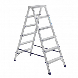 Стремянка двухсторонняя Alumet AD7206, алюминиевая, 2 x 6 ступеней, 1,37 м
