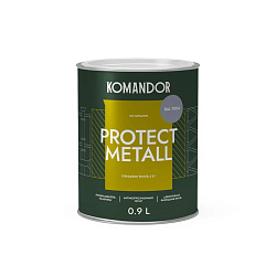 Грунт-эмаль по ржавчине 3 в 1 Komandor Protect Metall, глянцевая, 0,9 л, RAL 7004, серый
