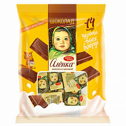 Шоколад порционный "Аленка" молочный, 210 г (14 плиток по 15 г), ш/к 16024, КО09030