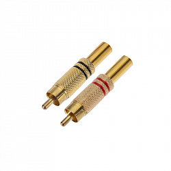 Разъем штекер RCA металл пайка ZN чёрный/красный GOLD PROCONNECT