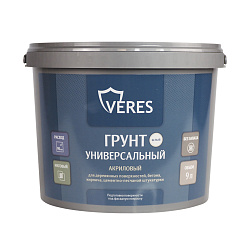 Грунтовка по дереву Veres, матовая, белая, 9 л