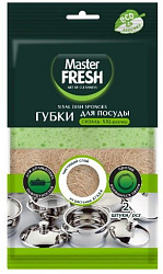 ЭКО губки Master fresh для посуды из АГАВЫ XXL-размер крупнопористый поролон 2 шт/уп
