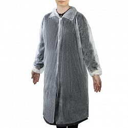 Халат одноразовый белый на липучке КОМПЛЕКТ 10 шт, XL, 110 см, резинка, 20 г/м2, СНАБ