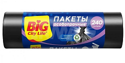 BIG City Пакеты для мусора Особопрочные LD 90*130 см 240л 5 шт чёрные (25шт/ящ)