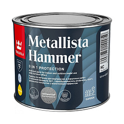 Краска для металла по ржавчине 3в1 Tikkurila Metallista Hammer (Хаммер), молотковая, 0,4 л, база HC