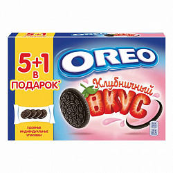OREO 228г Печенье с какао и начинкой с клубничным вкусом