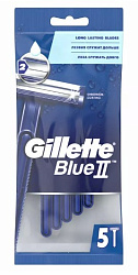 GILLETTE Одноразовые станки BLUE II (5шт) с увлажняющей полоской