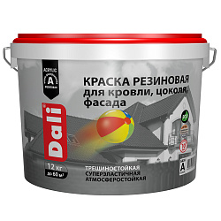Краска резиновая Dali, глубокоматовая, 12 кг, RAL 3011, красная