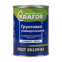 Грунтовка ГФ-021 по дереву и металлу Krafor, алкидная, 0,8 кг, красно-коричневая