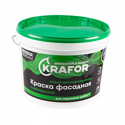 Краска водно-дисперсионная фасадная особопрочная Krafor, 14 кг, белая