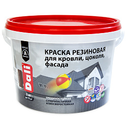 Краска резиновая Dali, глубокоматовая, 3 кг, черная