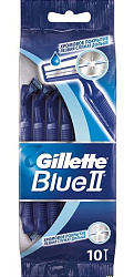 GILLETTE Одноразовые станки BLUE II (10шт) с увлажняющей полоской