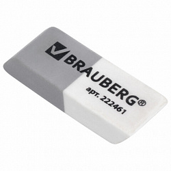 Ластик BRAUBERG "Assistant", 41х14х8 мм, серо-белый, прямоугольный, скошенные края, 222461