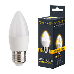 ЛАМПА СВЕТОДИОДНАЯ "ENERGY" СВЕЧА С37 10W 3000 К E27, ТЕПЛ. СВЕТ (10/100)