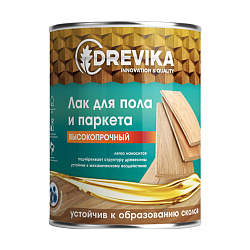 Лак для паркета и мебели Drevika, алкидный, глянцевый, 0,8 кг