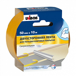Скотч двусторонний Unibob, для укладки ковровых покрытий, 50 мм x 10 м