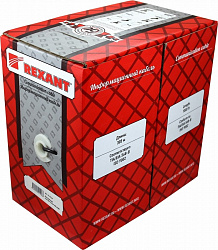 Кабель витая пара REXANT SFTP 4PR 24AWG, CAT5e, STRANDED, бухта 305 м